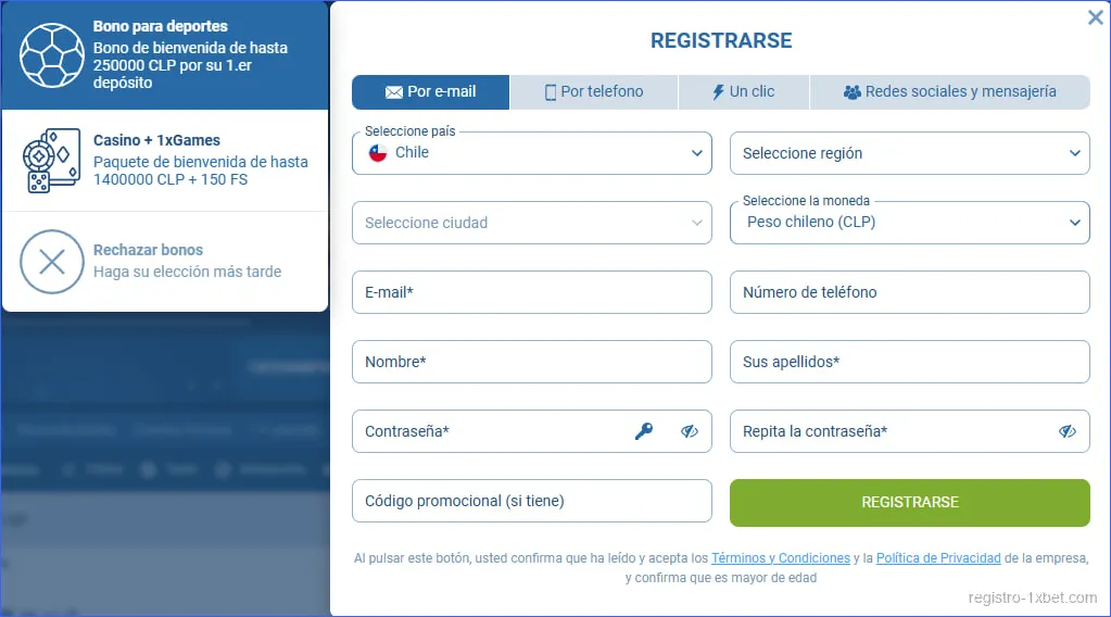 Qué necesitas antes de iniciar el registro en 1xBet